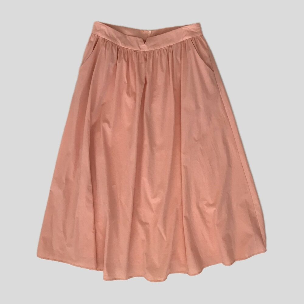 By Egreis Coral Pink A Line Midi Skirt With Pockets Womens Size L